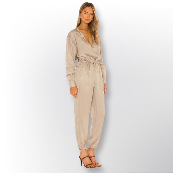 ATM New Micro Twill Jogger Jumpsuit In Willow Bark - Picture 3 of 6